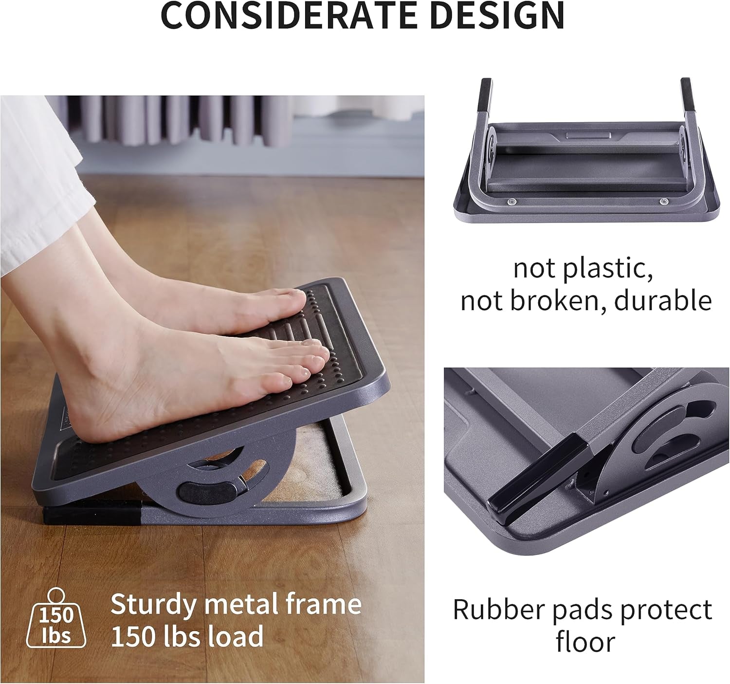 EUREKA ERGONOMIC Tilt Adjustable Footrest, Foot Rest for under Desk at Work with Massage Surface, Office Foot Rest under Desk with 20 Degree Tilt No Locking, Metal Frame | 20° Tilt Adjustable Foot Rest with Massage Surface and Sturdy Metal Frame, Designed for Ergonomic under Desk Support