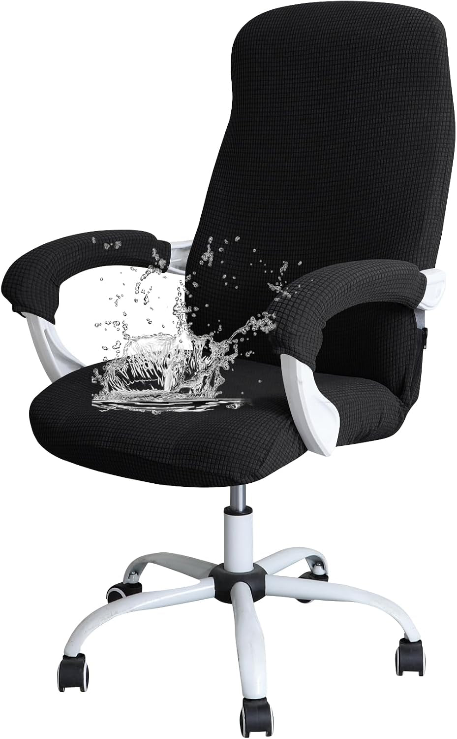 FORCHEER Office Chair Armrest Covers Water Resistant 2PCS Stretch Jacquard Desk Chair Arm Covers for Computer Gaming Chairs Fits 8-13Inch Washable Removable-Black