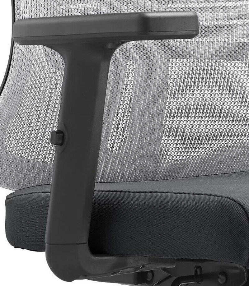 Leisuremod Office Chair, Adjustable Height Arm & Headrest, Upholstered Black Cotton Fabric Foam Filled Seat with White Mesh High Back, Modern Ergonomic Chair, 360 Degree Swivel & Tilt, Nift Series