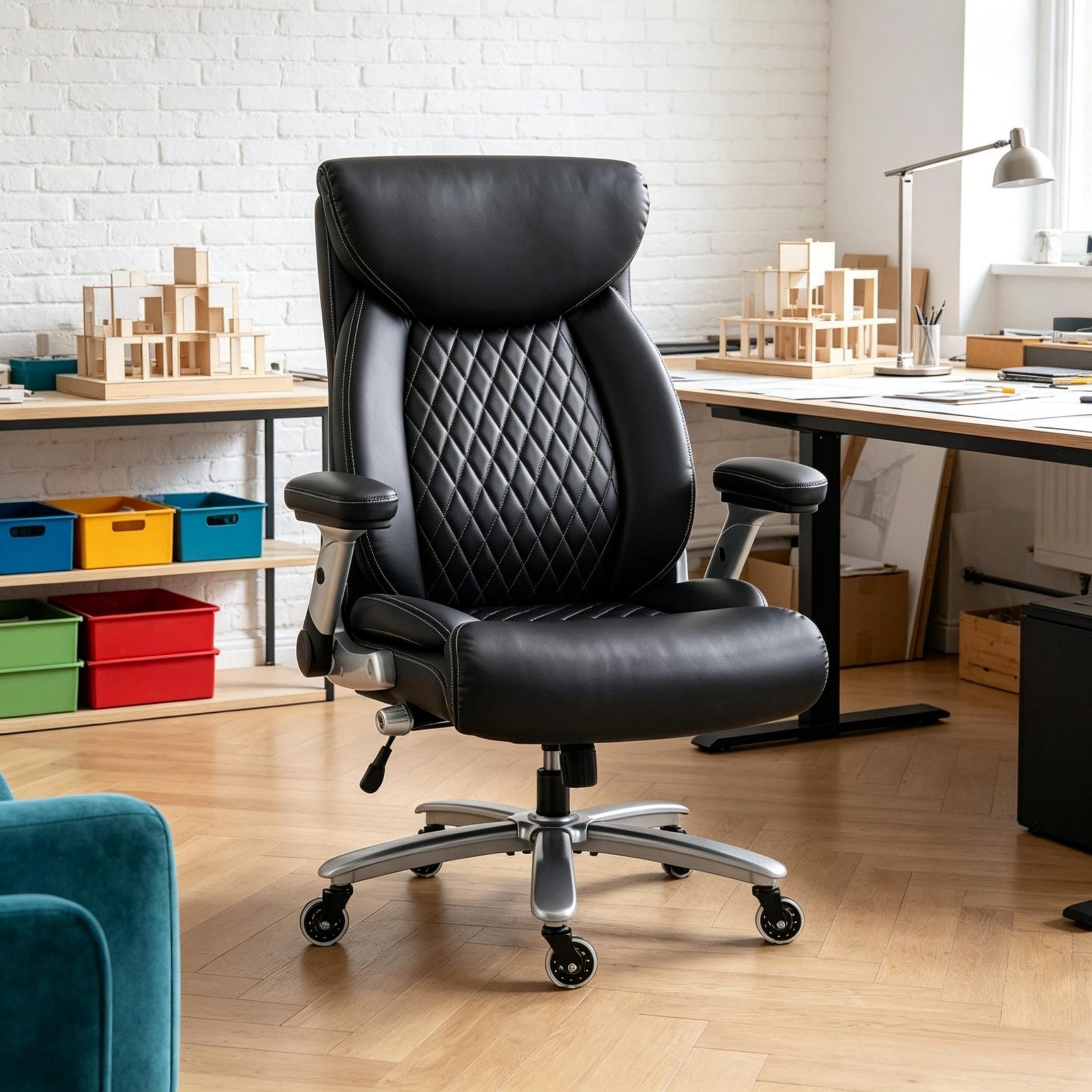 Black Big and Tall Executive Office Chair, Airbag Lumbar