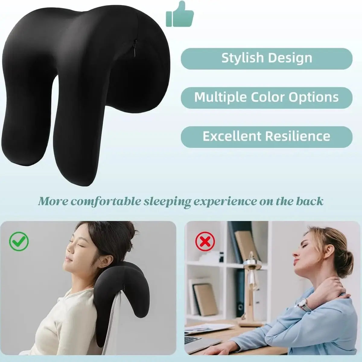 Memory Foam Neck Support for Short-Back Office Chairs Posture Relief ADS