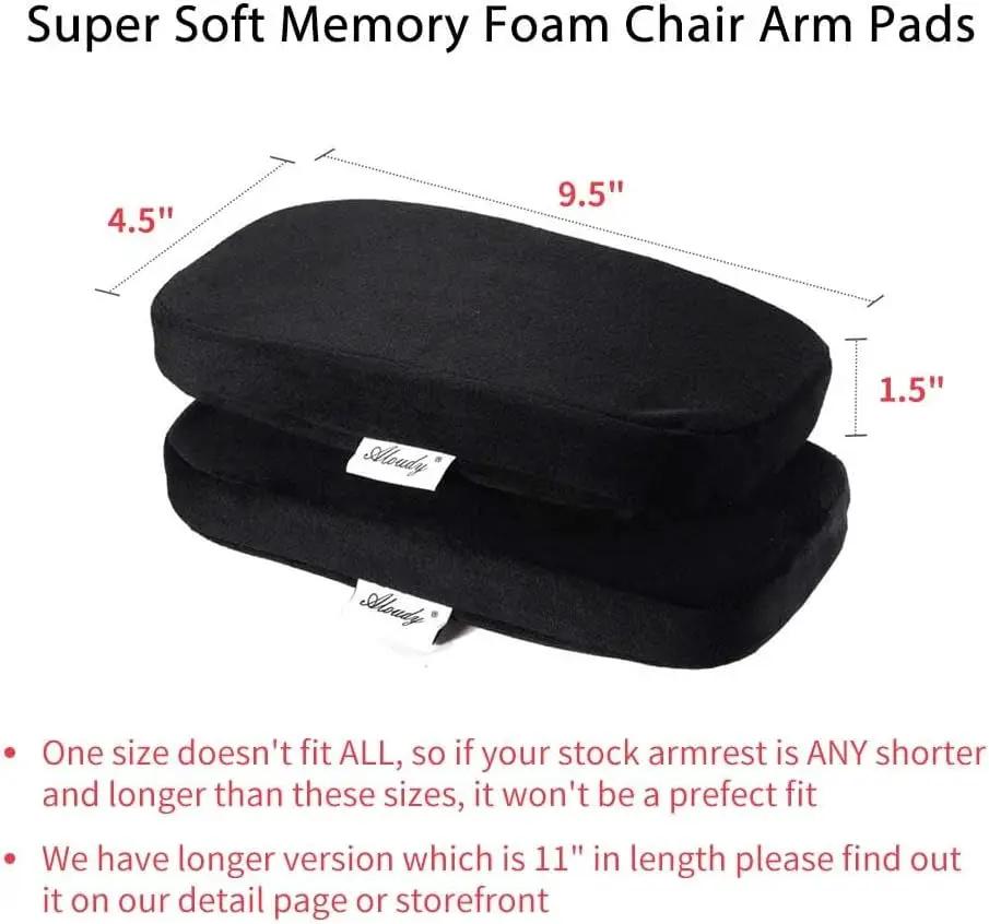 ADS Aloudy Comfy Memory Foam Armrest Pads for office and gaming chairs, black with supportive cushion for elbow pressure relief
