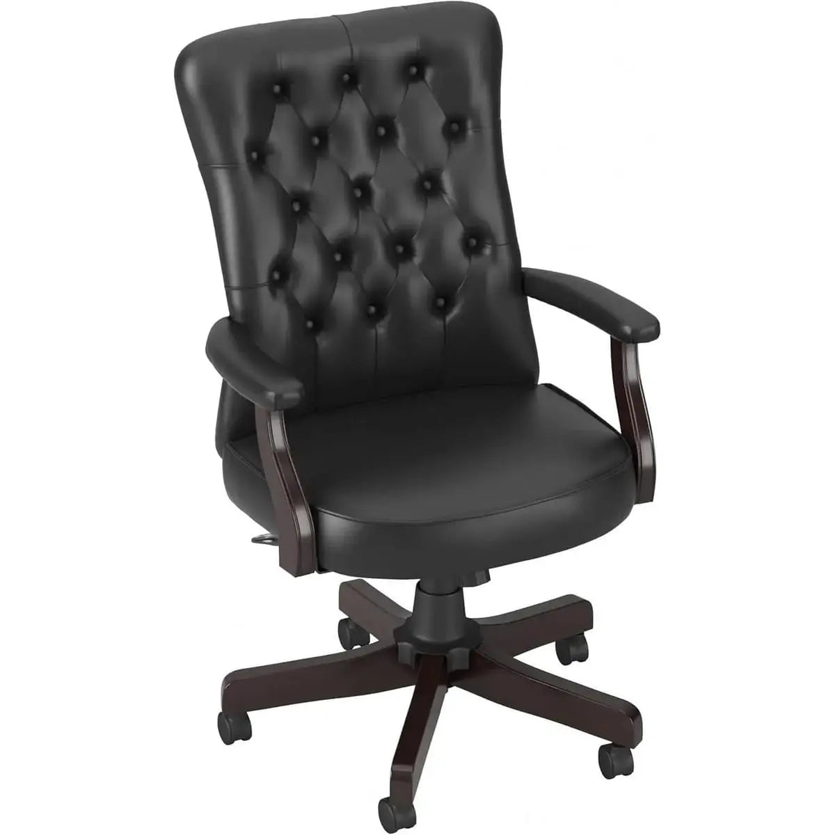 Arden Lane Black Leather Tufted High-Back Executive Office Chair Ergonomic Swivel Rolling Casters ADS