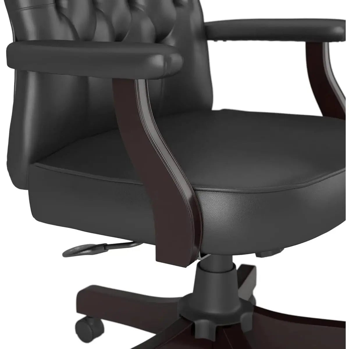 Arden Lane Black Leather Tufted High-Back Executive Office Chair Ergonomic Swivel Rolling Casters ADS