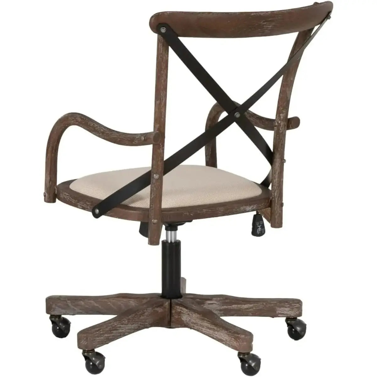 Greywash wood office chair by ADS with adjustable height and rolling base, designed for professional office or banker workspace.
