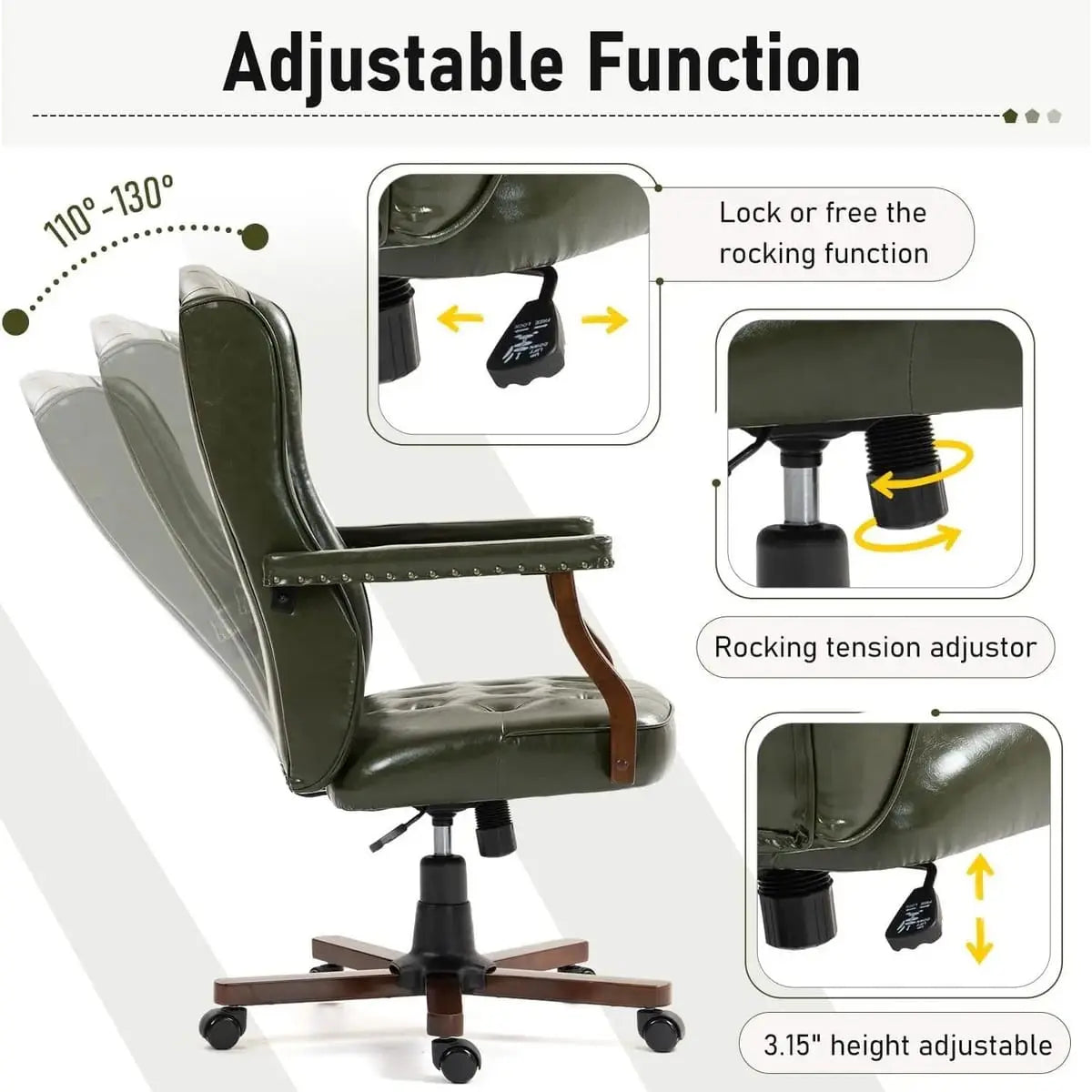 Vintage Ergonomic Faux Leather Executive Office Swivel Chair ADS