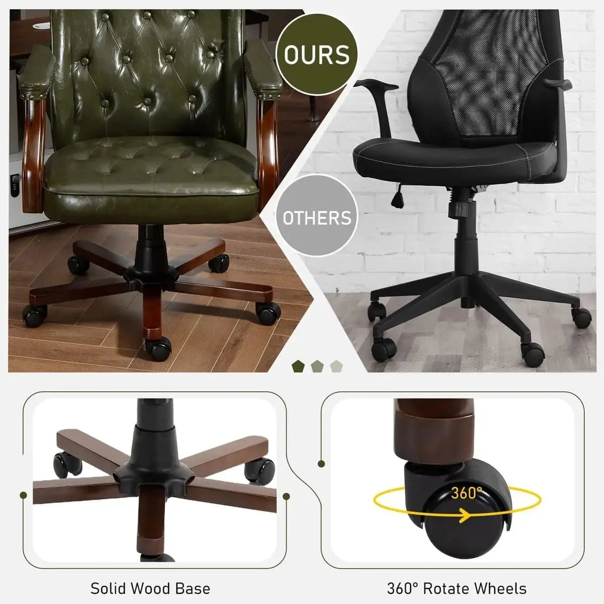 Vintage Ergonomic Faux Leather Executive Office Swivel Chair ADS