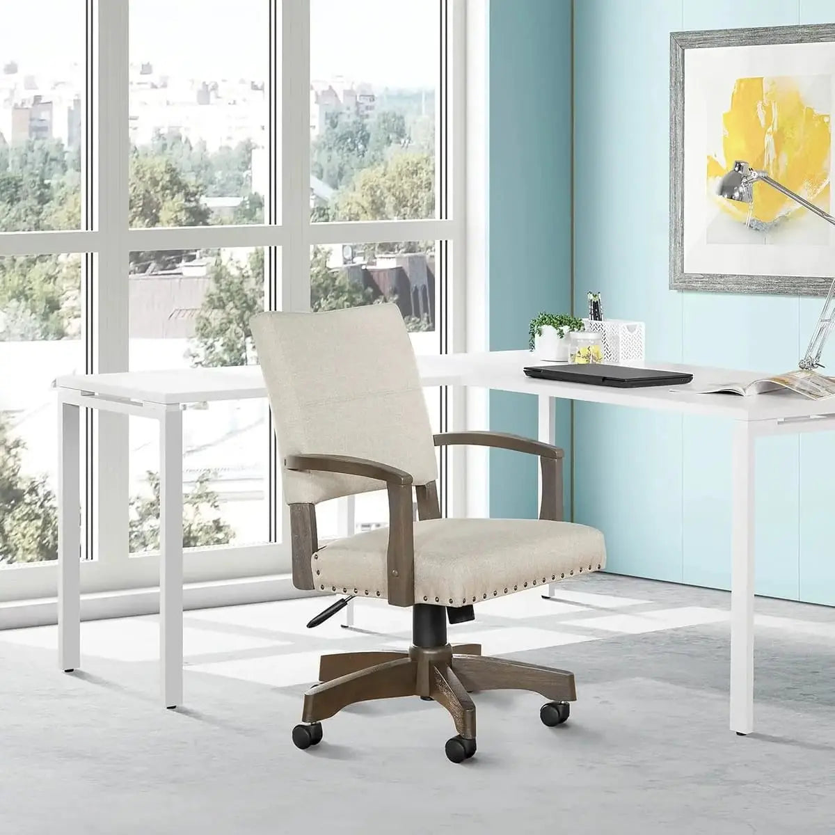 Santina Deluxe Cushioned Banker's Chair for Elegant Home Office ADS