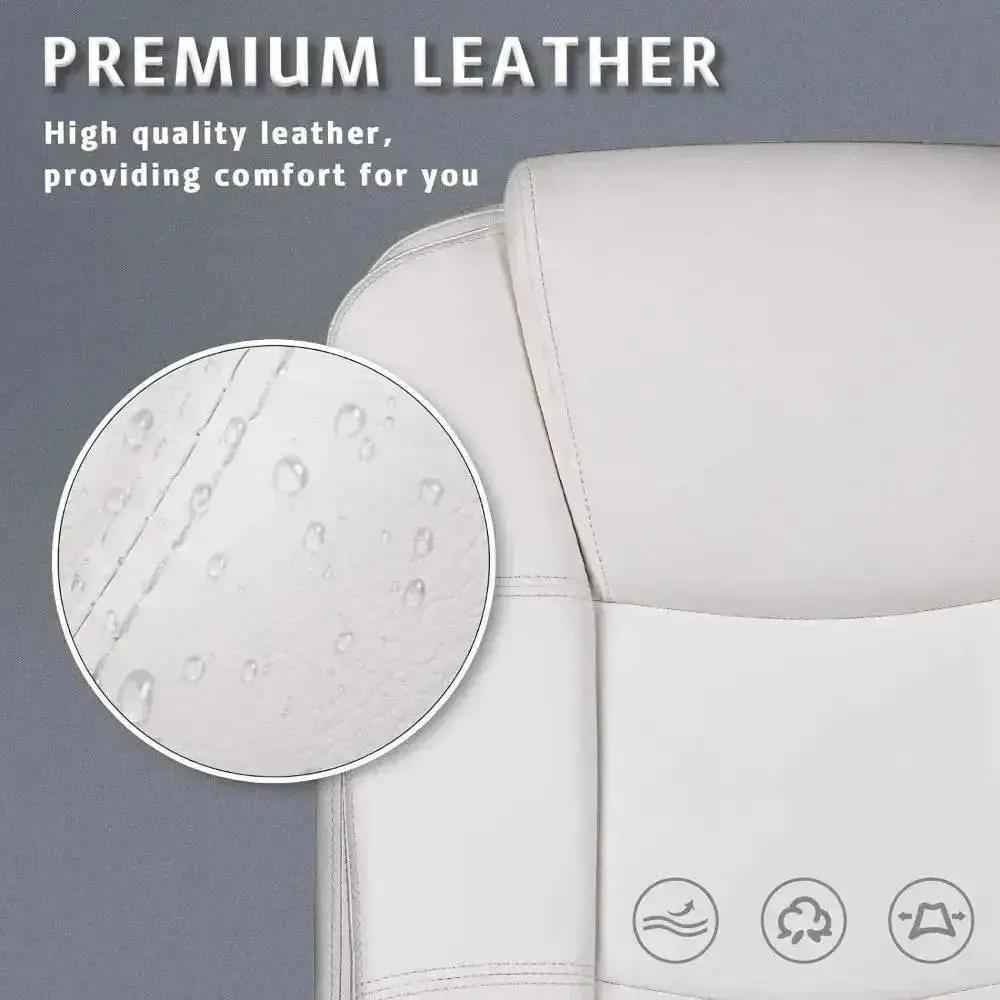 Ergonomic Big and Tall Executive Office Chair High Back Adjustable White PU Leather Cushioned Armrests for Ultimate Comfort