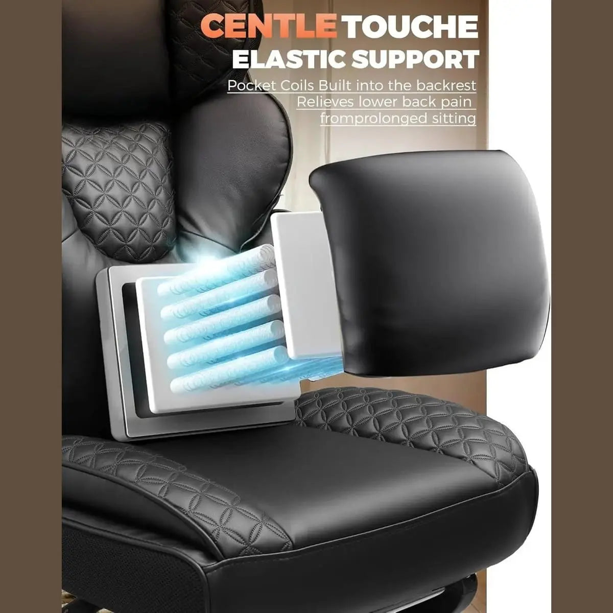 Big And Tall Office Chair With Retractable Footrest High Back Heavy Duty Ergonomic Leather Executive Chair ADS