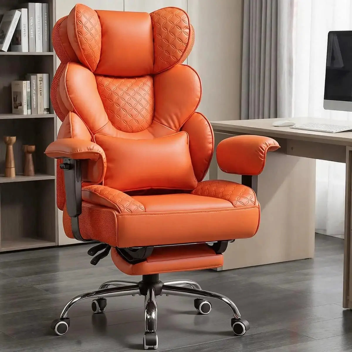 Big And Tall Office Chair With Retractable Footrest High Back Heavy Duty Ergonomic Leather Executive Chair ADS