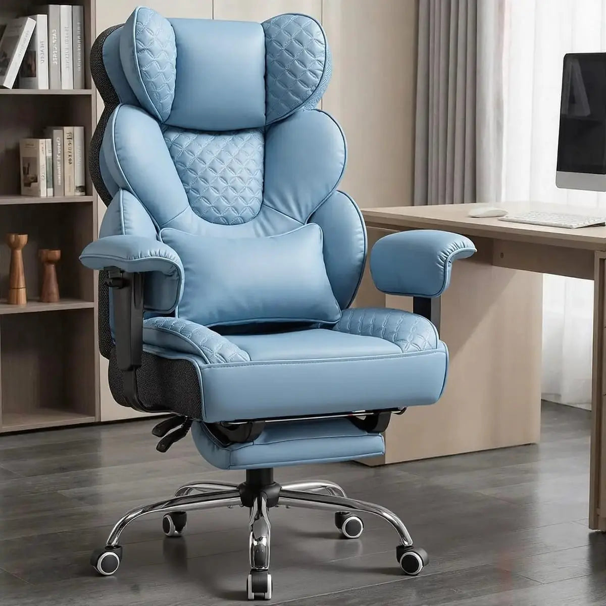 Big And Tall Office Chair With Retractable Footrest High Back Heavy Duty Ergonomic Leather Executive Chair ADS