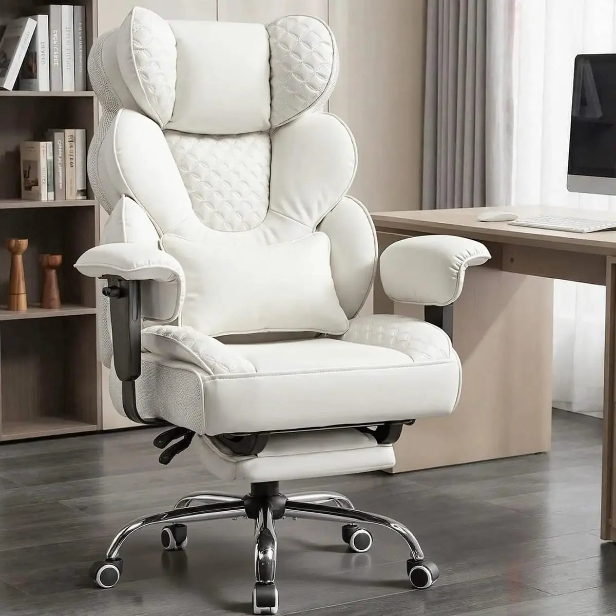 Big And Tall Office Chair With Retractable Footrest High Back Heavy Duty Ergonomic Leather Executive Chair ADS
