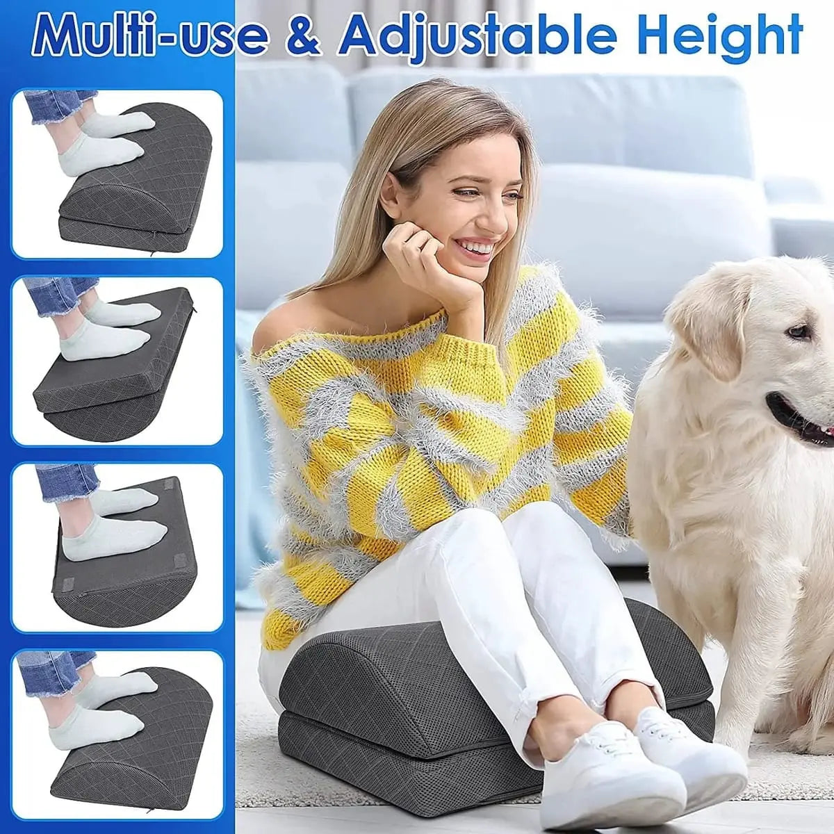 Comfortable Adjustable Height Foot Rest for Desk Work Ergonomic ADS