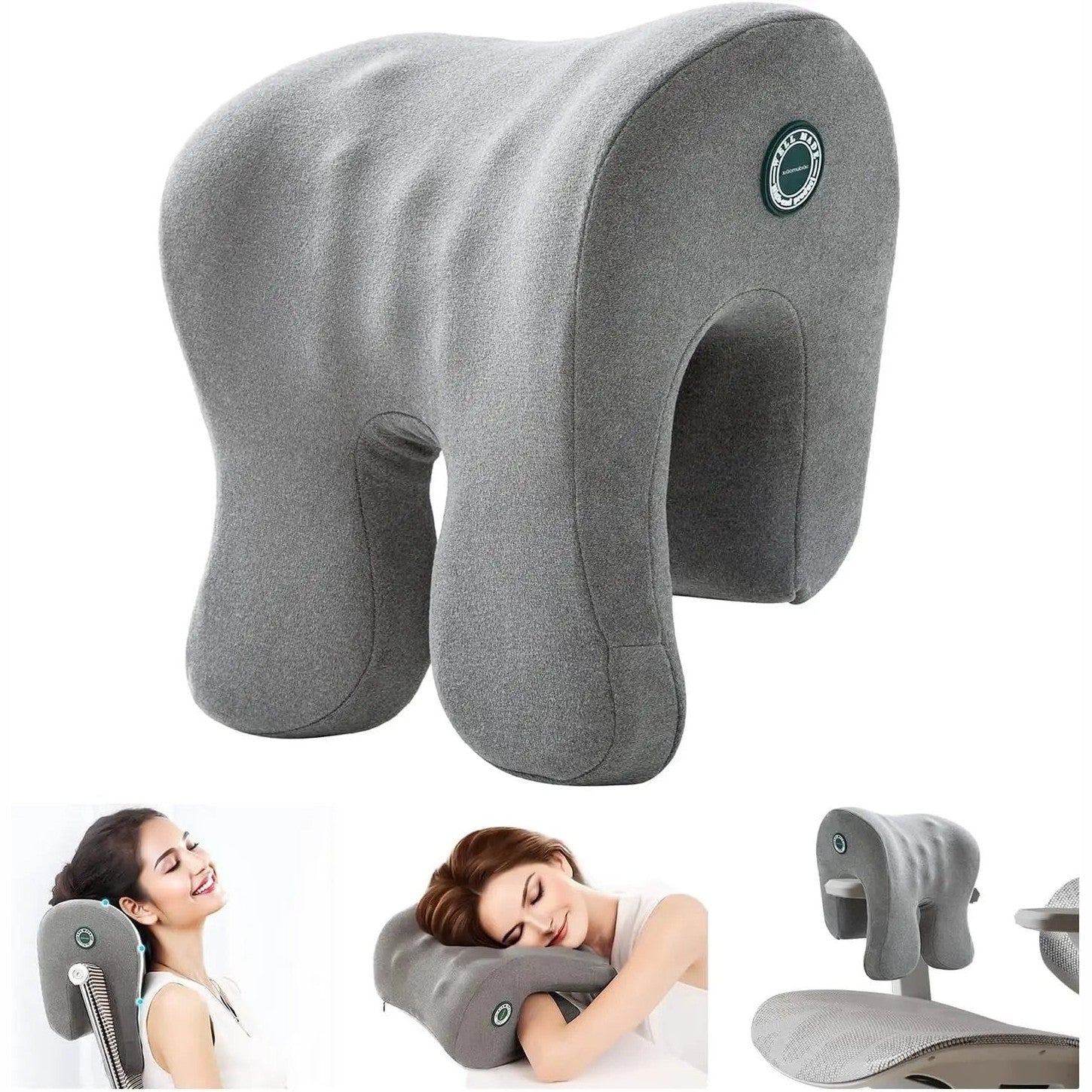 ADS ergonomic memory foam headrest for office chairs, providing neck support and comfort with adjustable design.