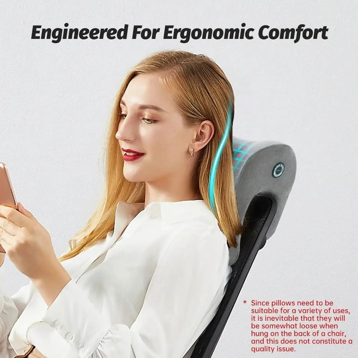 ADS ergonomic memory foam headrest for office chair, provides neck support and comfort with adjustable design.