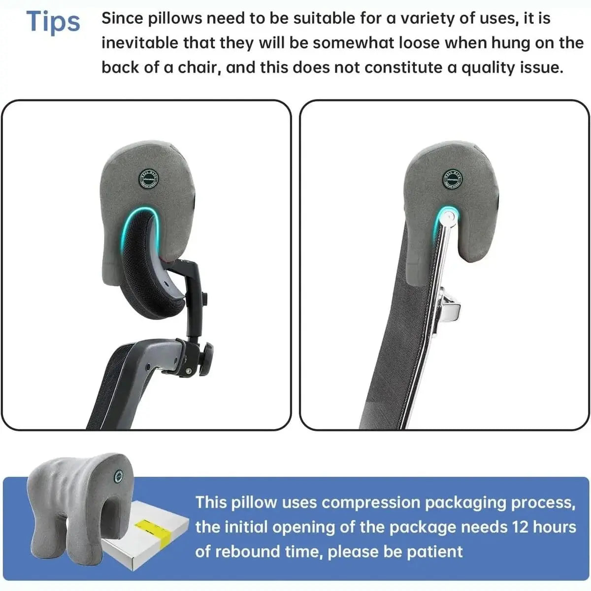 ADS ergonomic memory foam headrest for office chair, providing neck and head support with adjustable design.