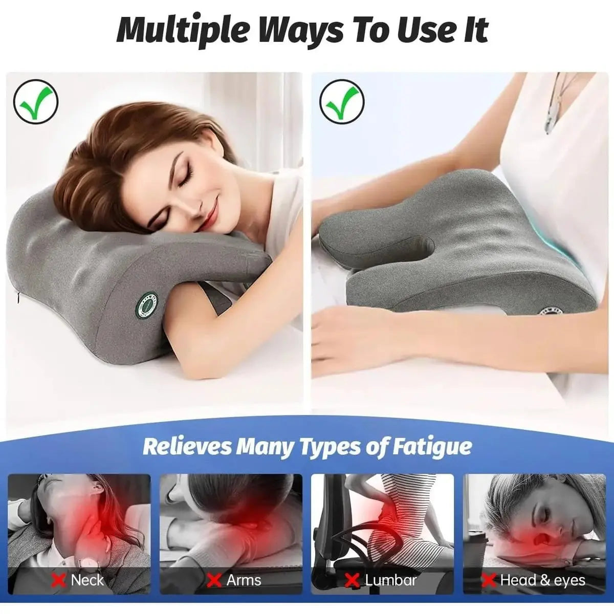 ADS ergonomic office chair headrest with memory foam pillow providing neck support and comfort for improved posture.