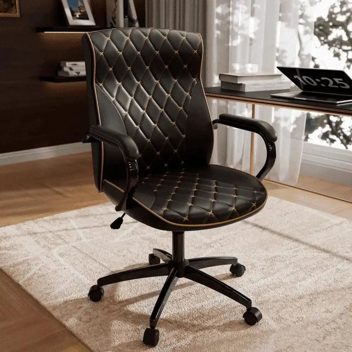 White and gold ergonomic office chair with high back and adjustable features, ideal for home office use by ADS.