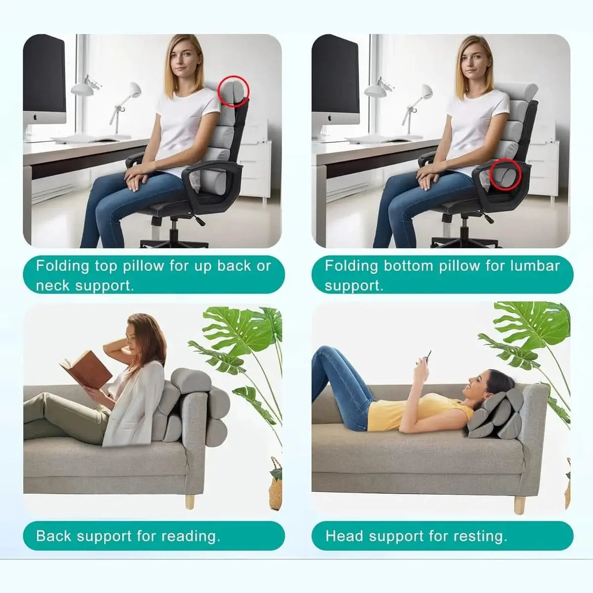 Ergonomic Lumbar Support Pillow With Adjustable 6 Semicircular Back ADS