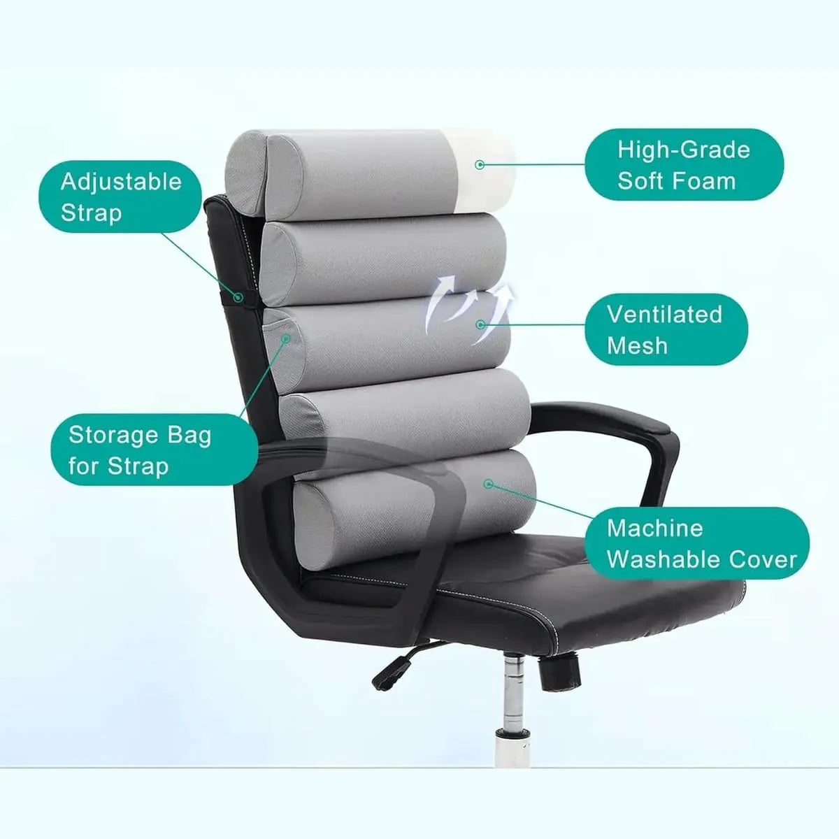 Ergonomic Lumbar Support Pillow With Adjustable 6 Semicircular Back ADS