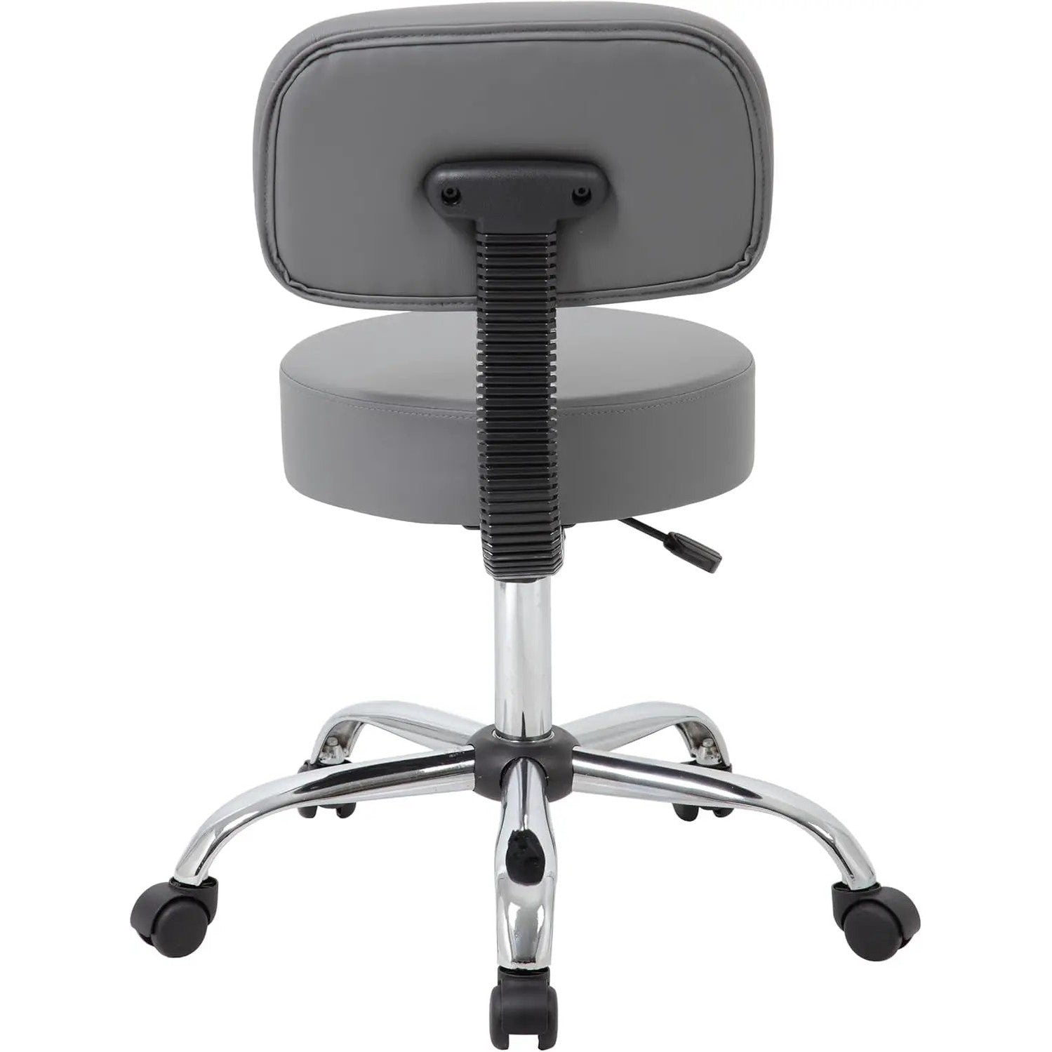 Grey ADS ergonomic drafting stool with back support, adjustable gas lift, swivel, and rolling casters for office use.