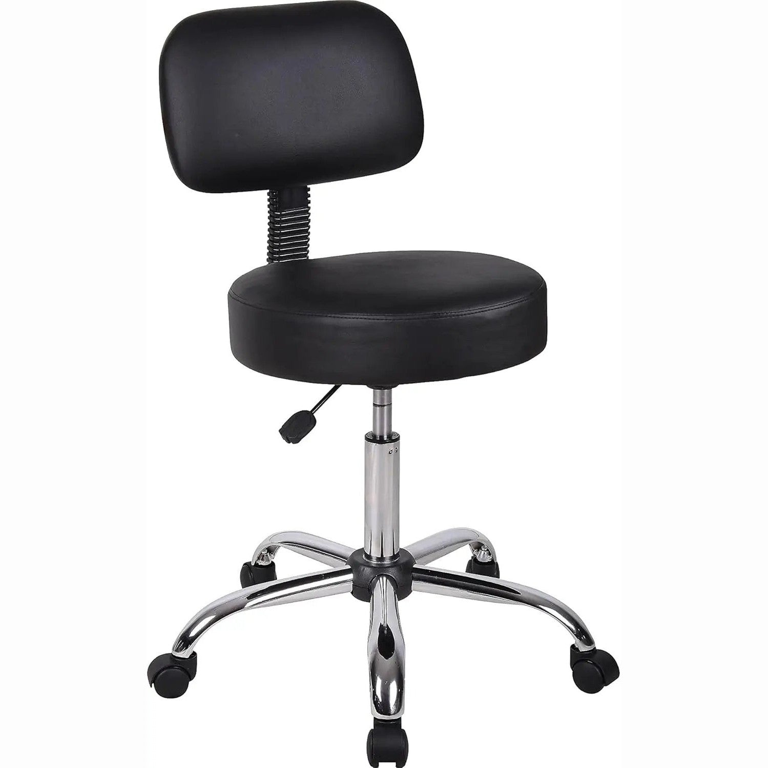 Grey ADS ergonomic drafting stool with adjustable gas lift, back support, swivel, and rolling casters for office comfort.