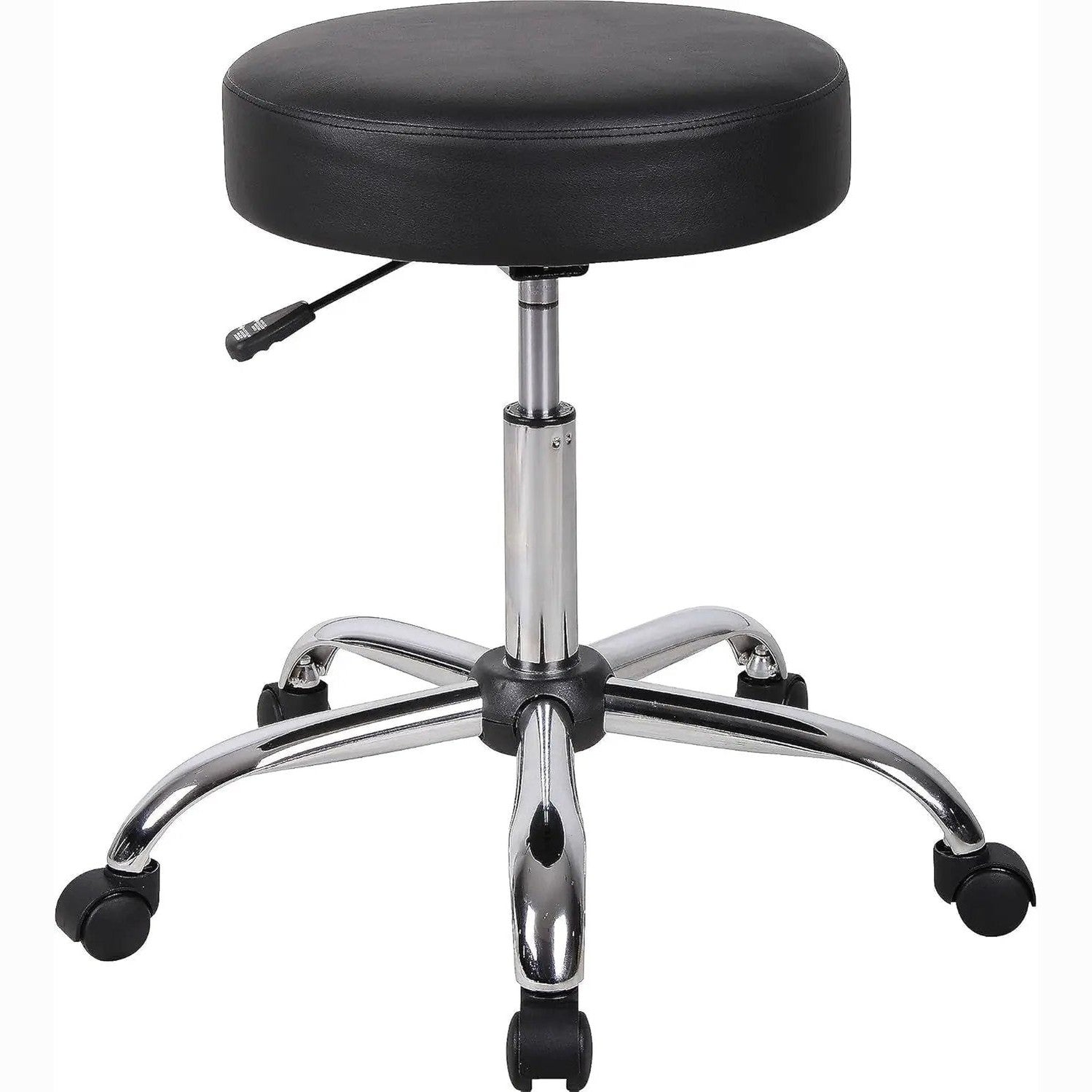Grey ADS ergonomic drafting stool with adjustable height, back support, swivel, and rolling casters for office comfort.