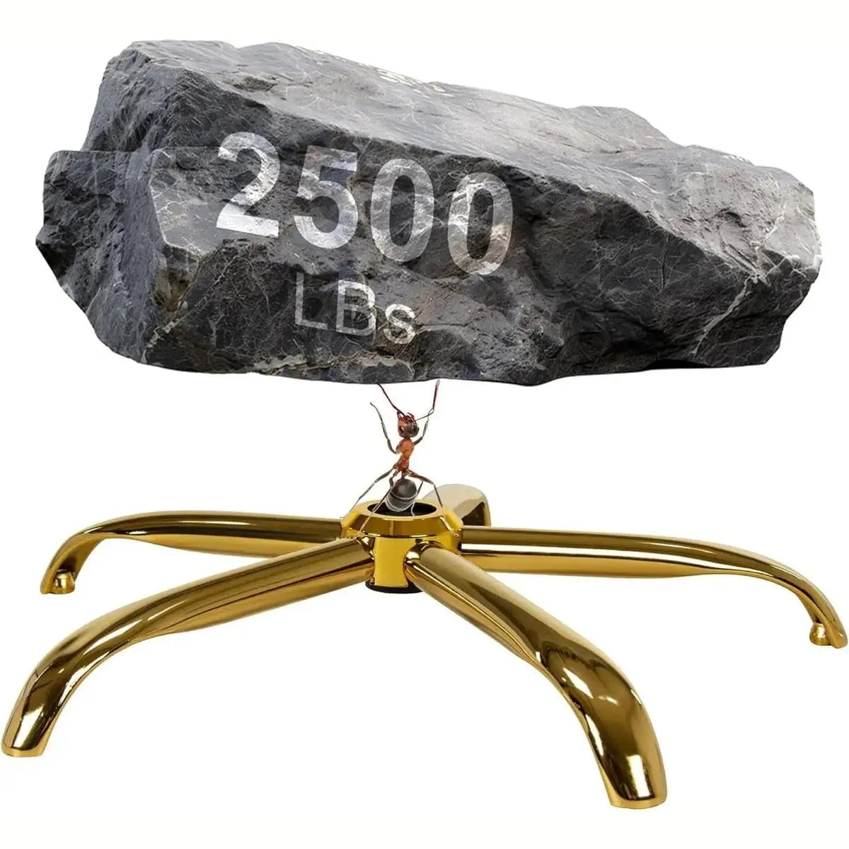 Gold heavy-duty office chair base replacement with wheels, supports up to 2500 lbs, by ADS, durable and sturdy for office use.