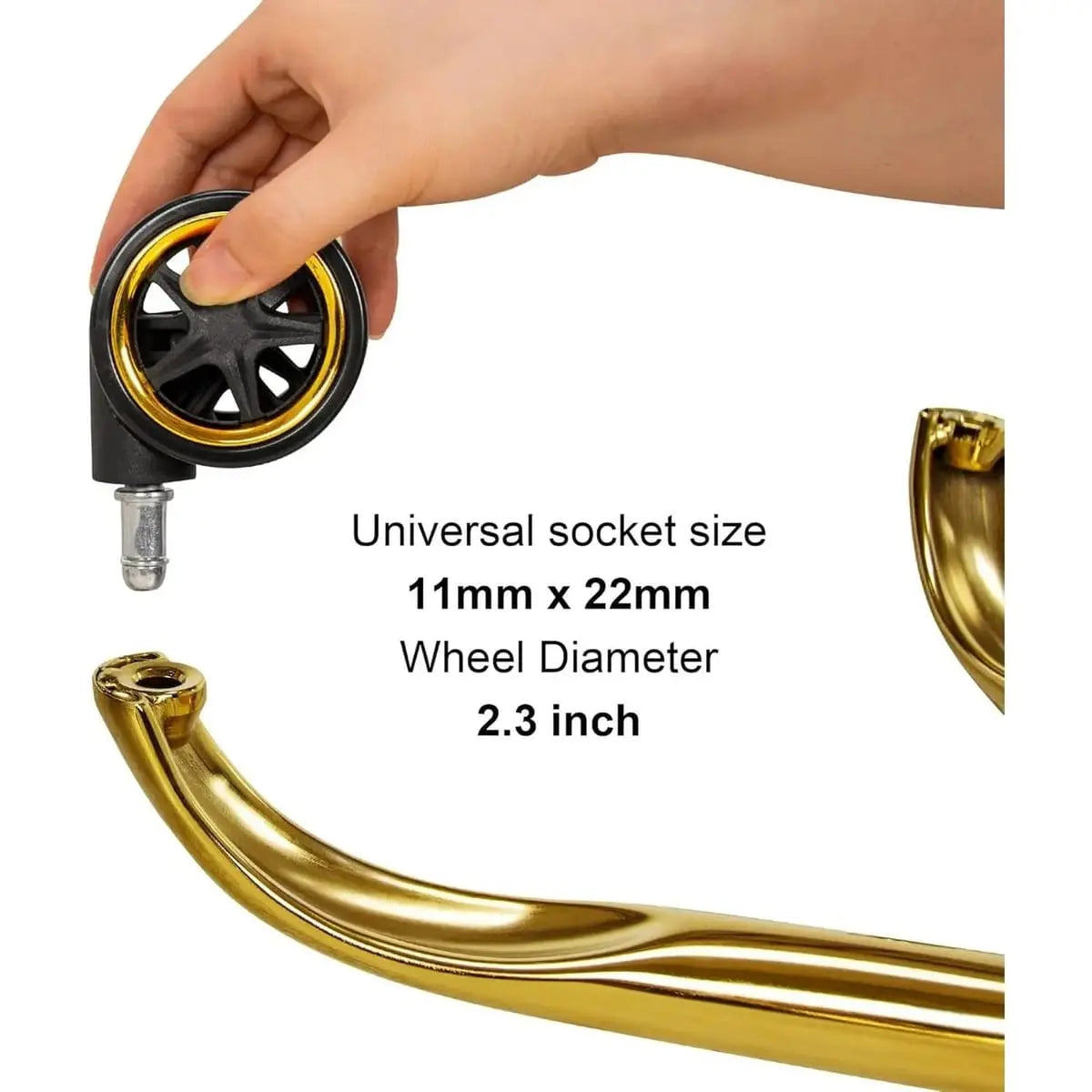 ADS heavy-duty office chair base replacement with wheels, gold color, supports up to 2500lb, durable replacement part
