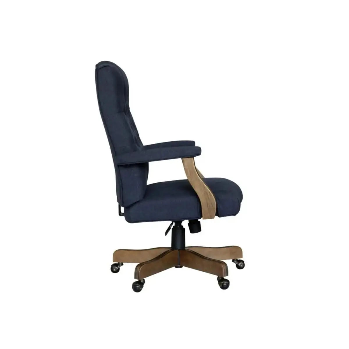 Boss Office Products Executive Denim Blue Commercial Grade Linen Desk Chair with Driftwood Finish Frame ADS