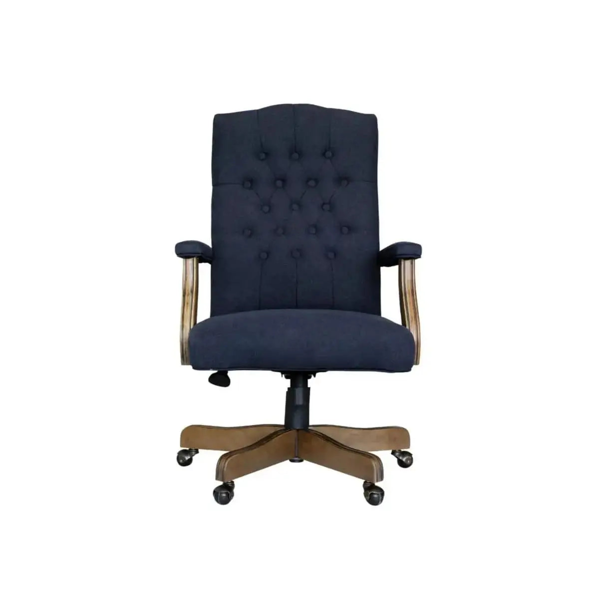 Boss Office Products Executive Denim Blue Commercial Grade Linen Desk Chair with Driftwood Finish Frame ADS