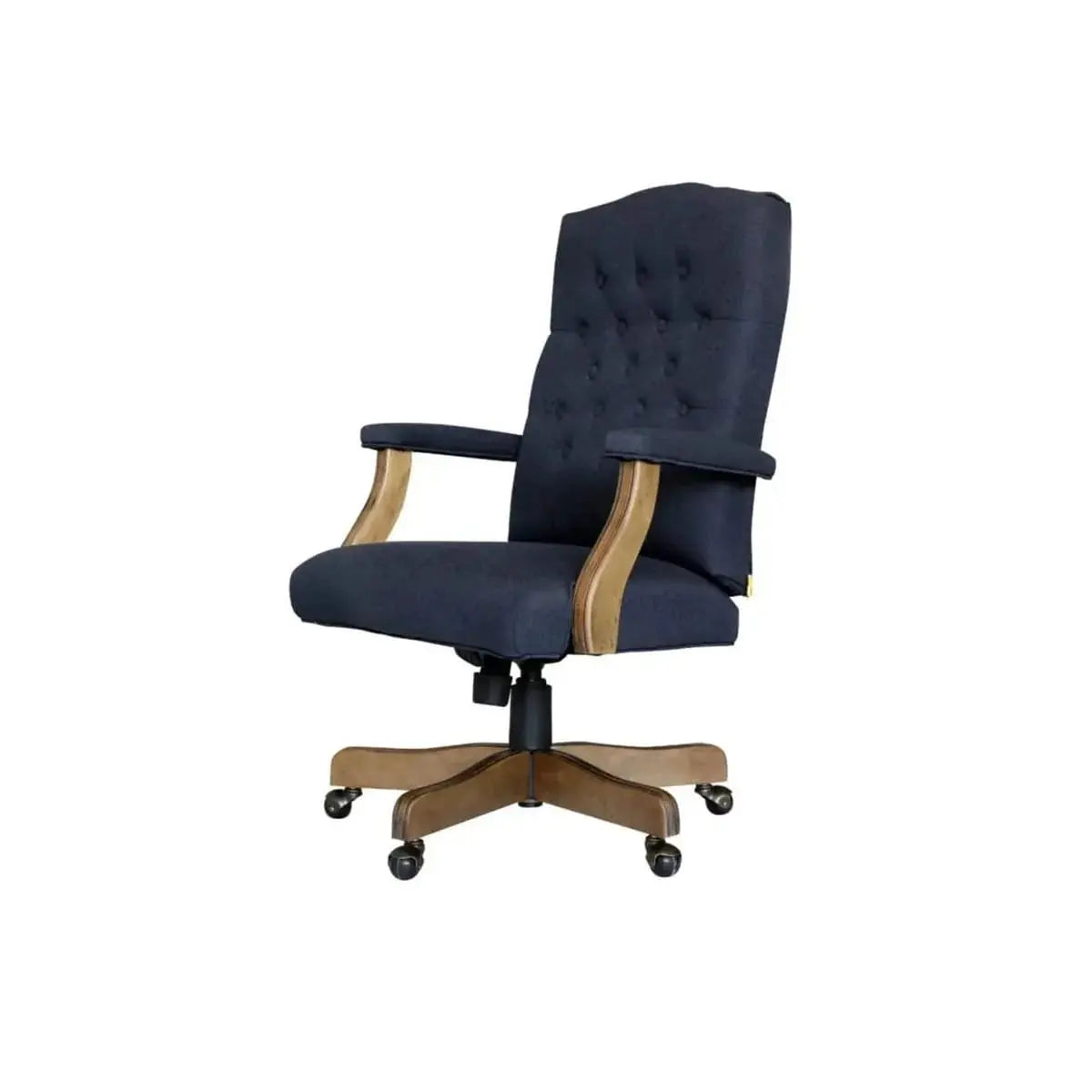 Boss Office Products Executive Denim Blue Commercial Grade Linen Desk Chair with Driftwood Finish Frame ADS