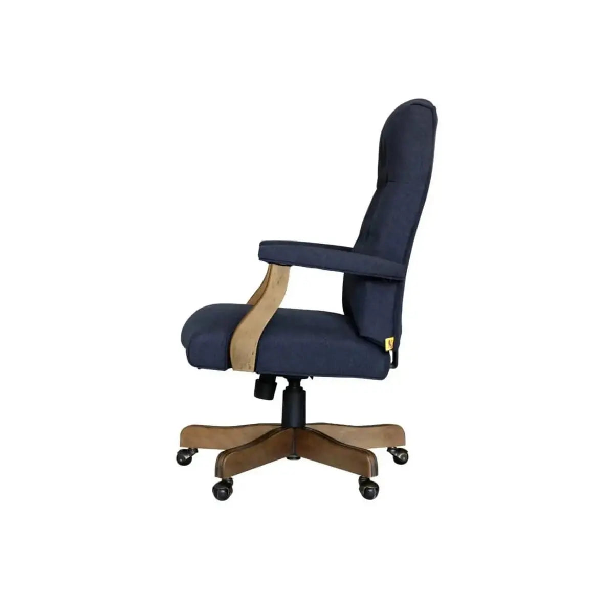 Boss Office Products Executive Denim Blue Commercial Grade Linen Desk Chair with Driftwood Finish Frame ADS