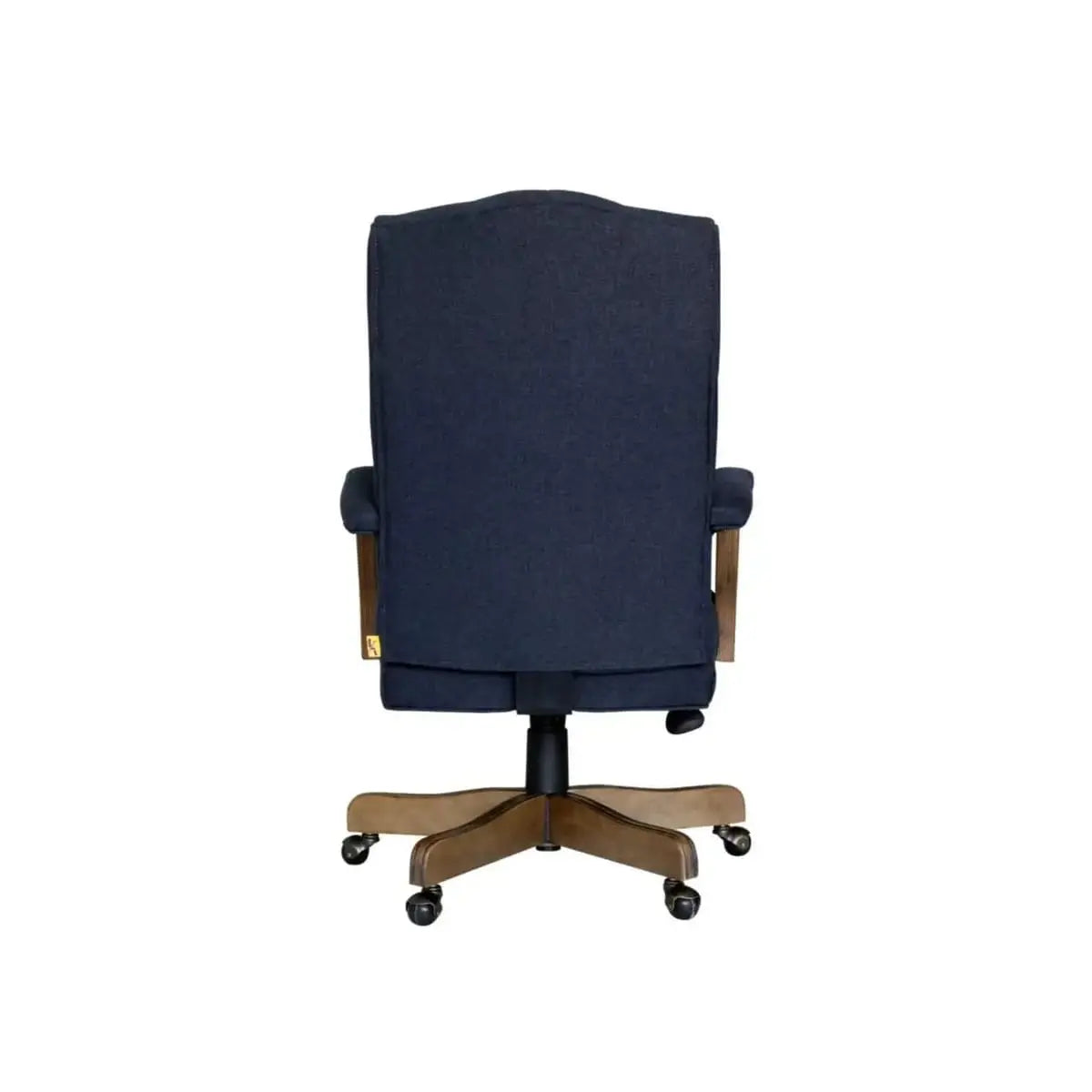 Boss Office Products Executive Denim Blue Commercial Grade Linen Desk Chair with Driftwood Finish Frame ADS