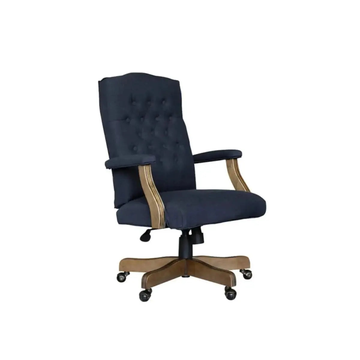 Boss Office Products Executive Denim Blue Commercial Grade Linen Desk Chair with Driftwood Finish Frame ADS