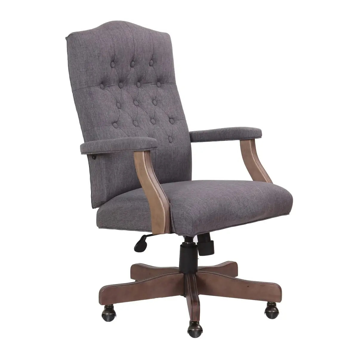 Boss Office Products Executive Denim Blue Commercial Grade Linen Desk Chair with Driftwood Finish Frame ADS