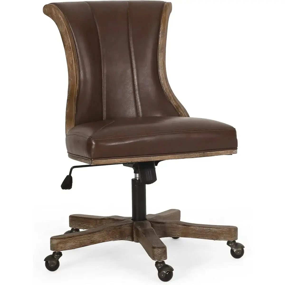 Dark brown ADS Home Coulee Office Chair with natural wood finish, traditional style, designed for modern home comfort and elegance.