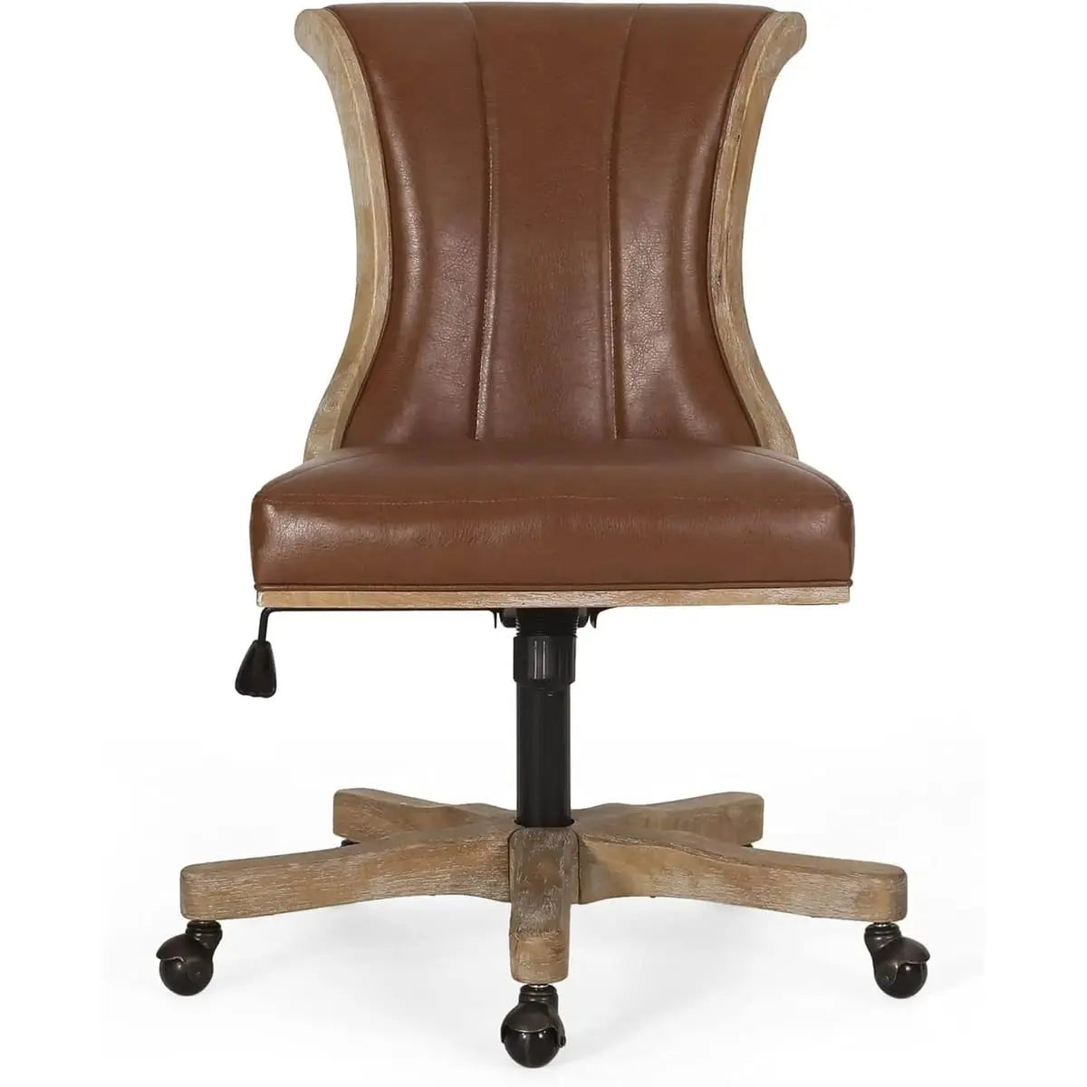 Dark brown ADS Home Coulee Office Chair with natural wood finish, traditional design, and cushioned seat for modern home comfort.