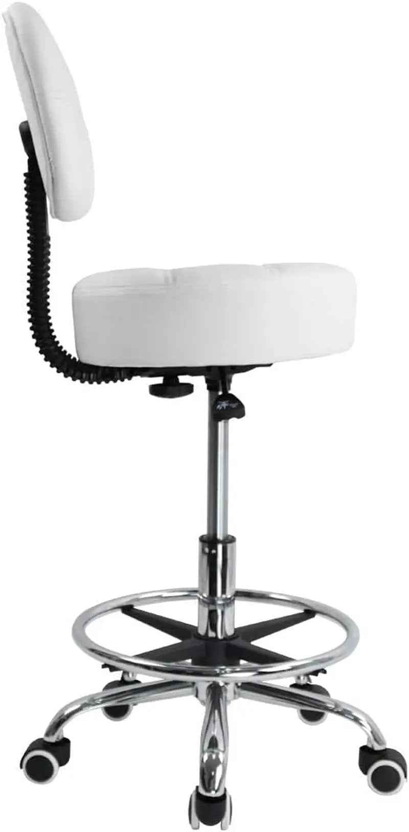 KKTONER Swivel Rolling Stool with Back & Adjustable Footrest