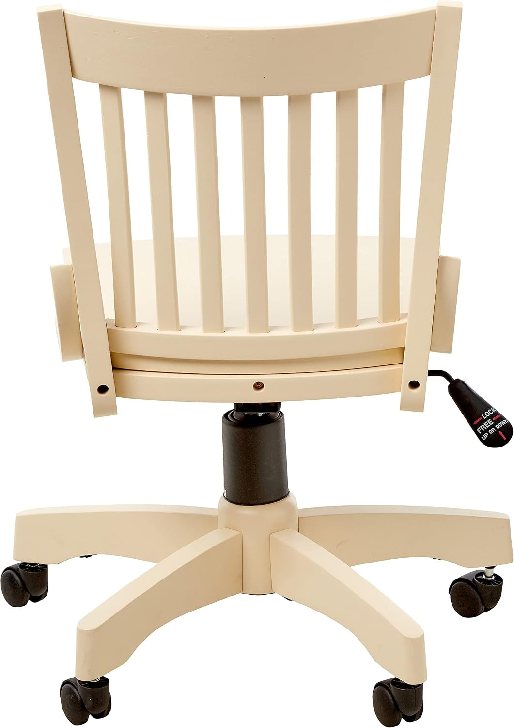 OSP Home Furnishings Deluxe Armless Wood Banker'S Desk Chair with Adjustable Height, Locking Tilt, and Heavy Duty Base, Antique White