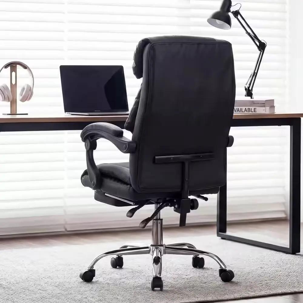 Faux Leather High Back Reclining Office Chair in Black Swivel Gaming Chair with Adjustable Height for Office, Bedroom