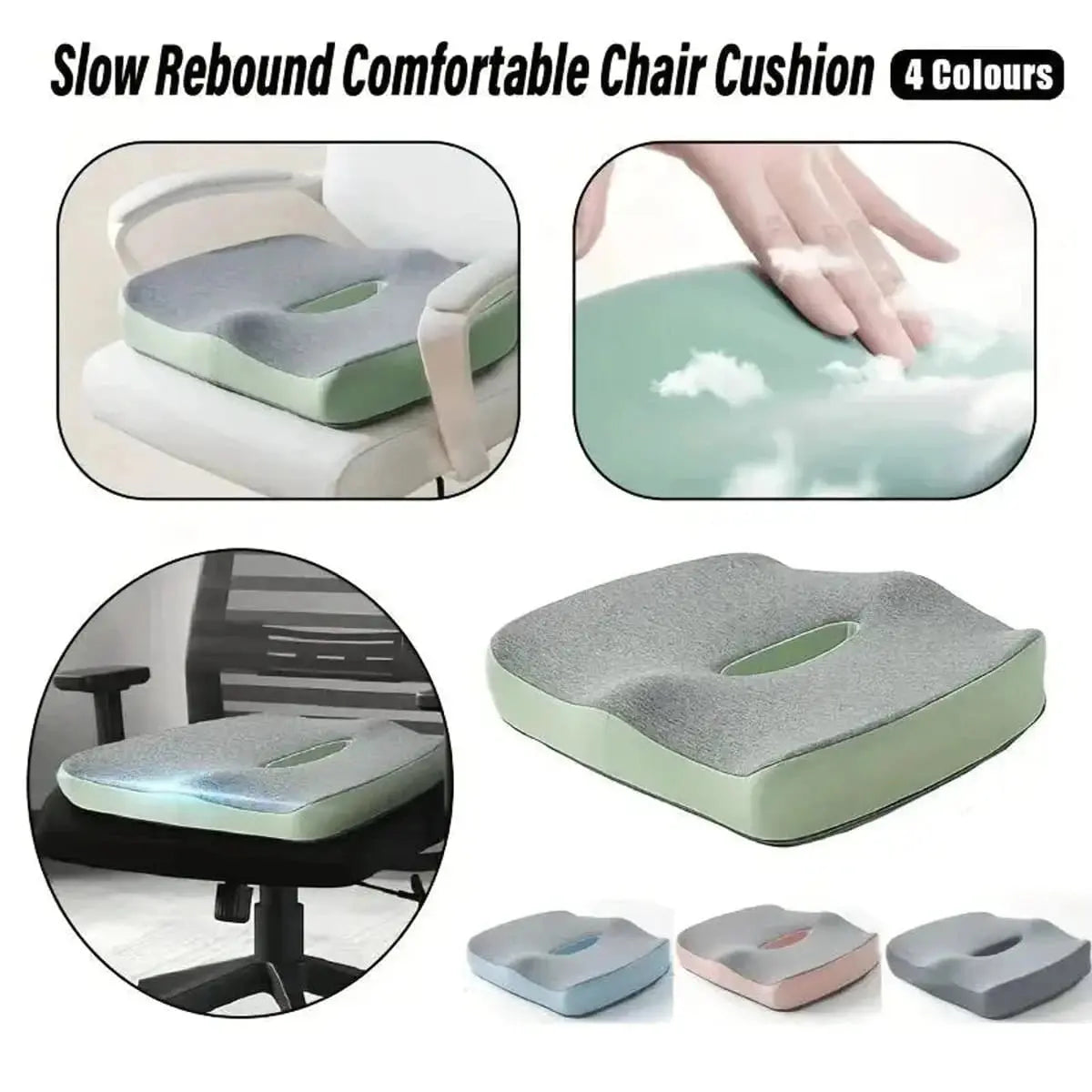 Ergonomic Seat Cushion With Memory Foam Support For Posture AEX