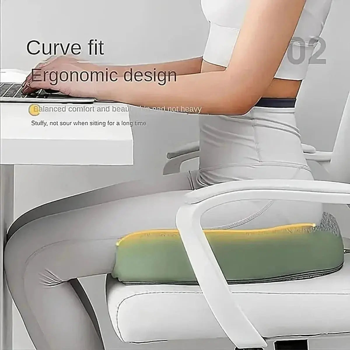 Ergonomic Seat Cushion With Memory Foam Support For Posture AEX
