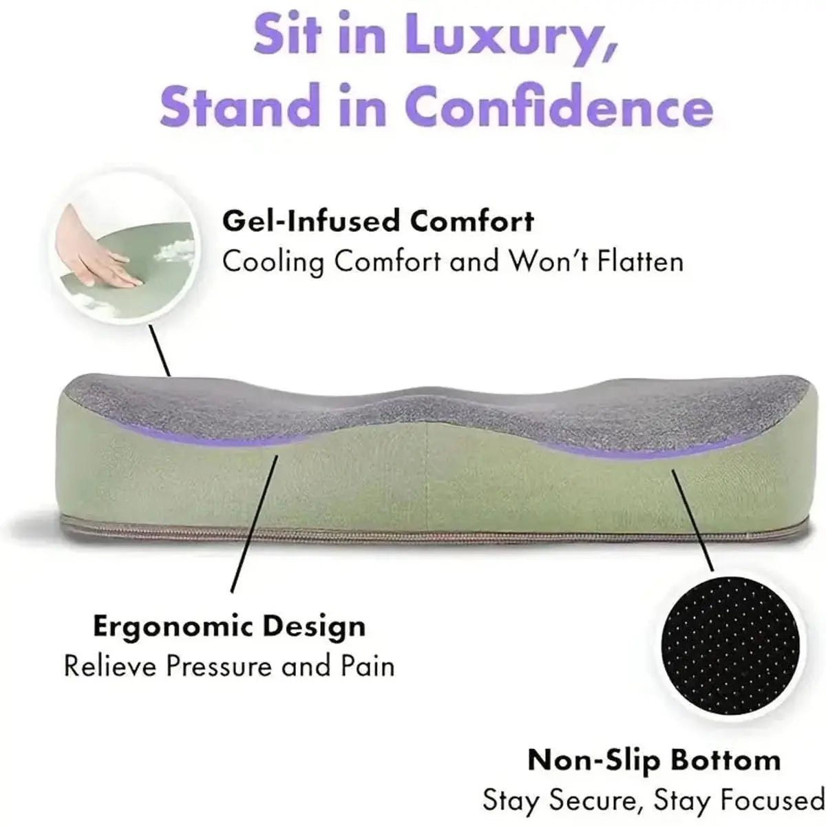 Ergonomic Seat Cushion With Memory Foam Support For Posture AEX