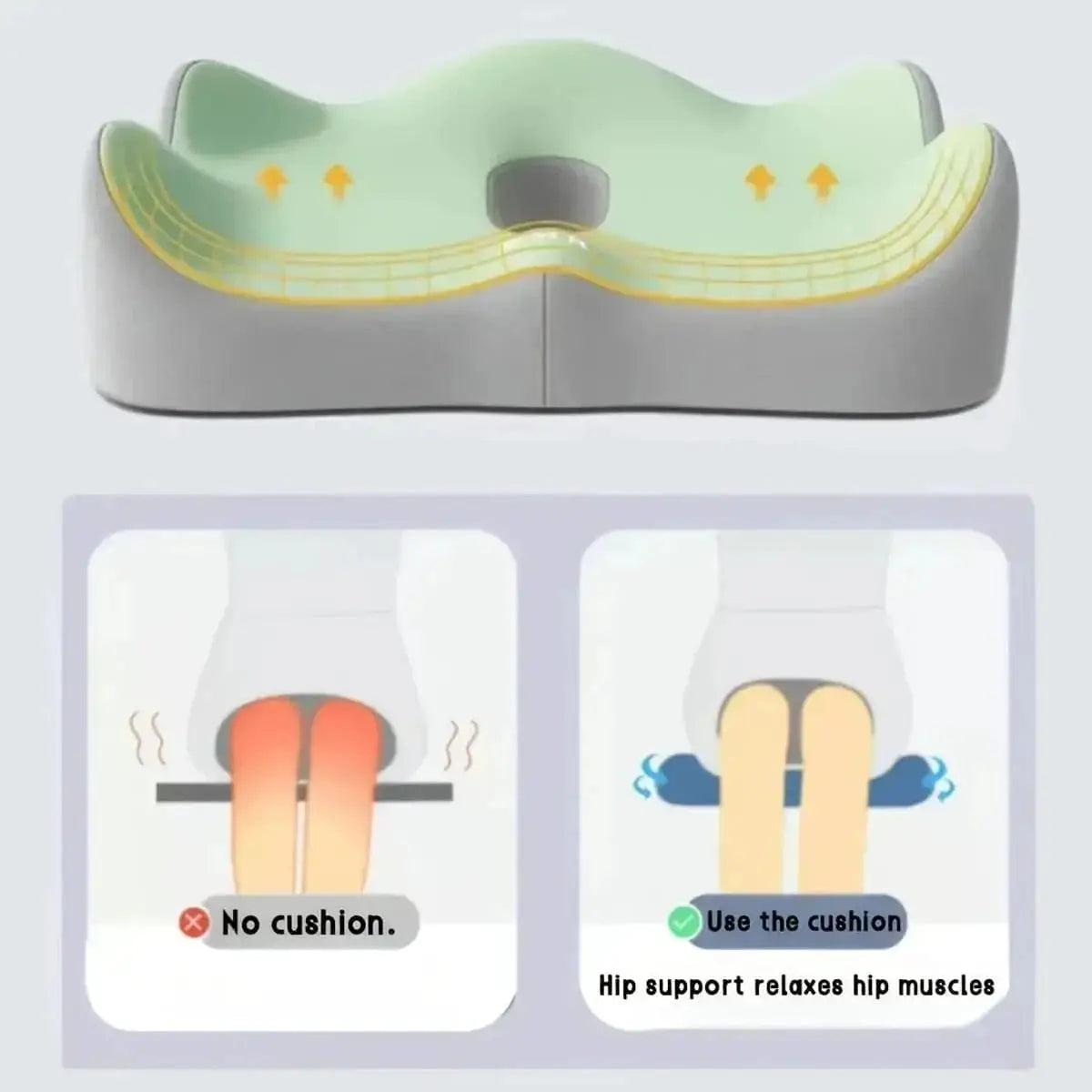 Ergonomic Seat Cushion With Memory Foam Support For Posture AEX