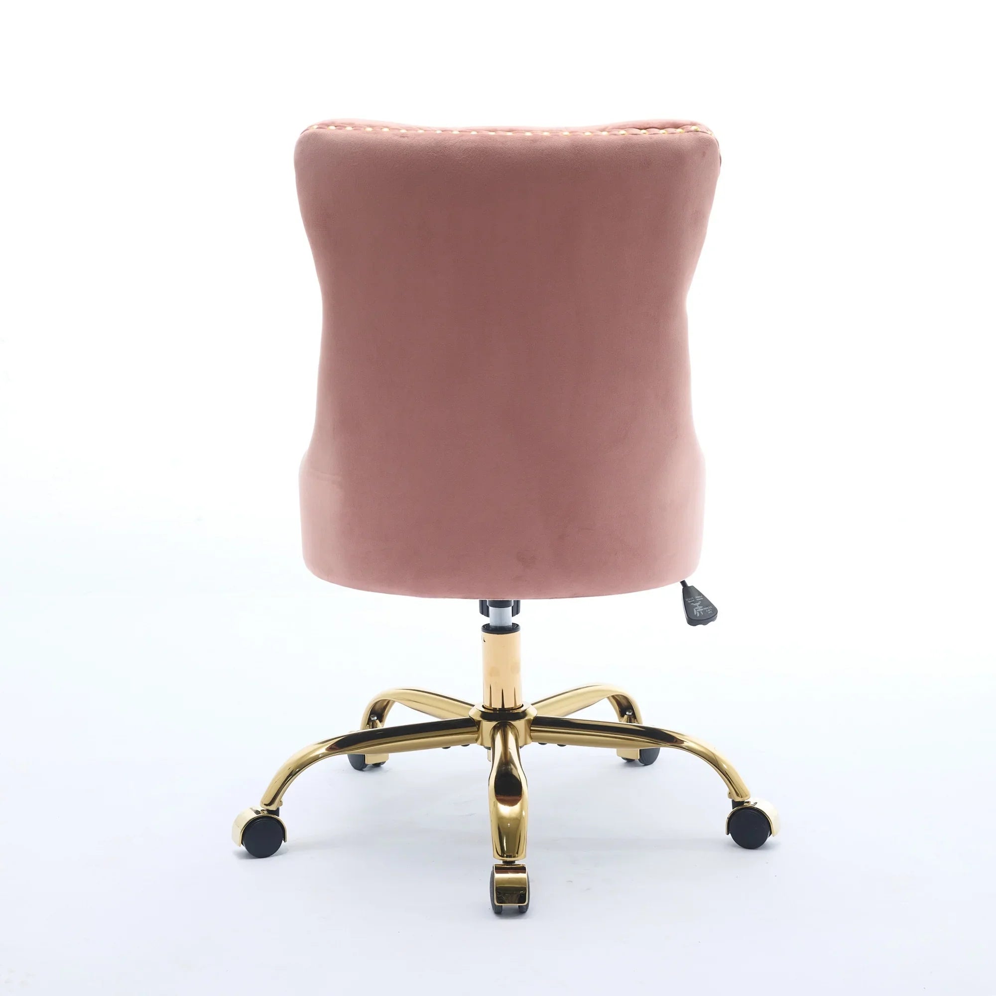 Velvet Tufted Pink Office Chair With Golden Base, Adjustable Swivel by Platinum-Level Office Chairs