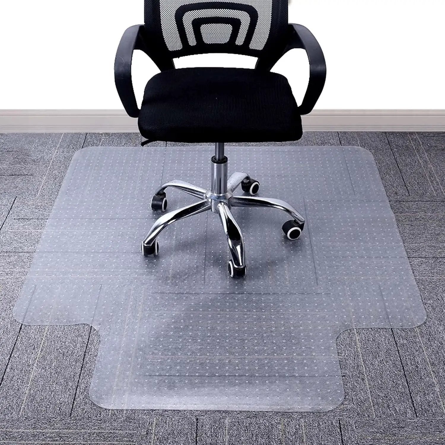 AiBOB clear office chair mat for low pile carpet floors, flat, non-curling, BPA-free floor protector, 36x48 inches with lip