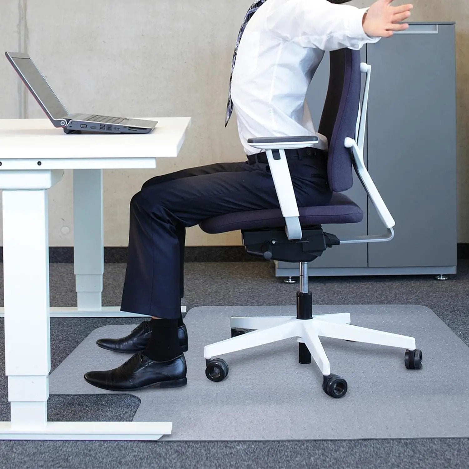 AiBOB clear office chair mat for low pile carpet floors, 36x48 inches, flat, non-curing, BPA-free floor protector with lip.