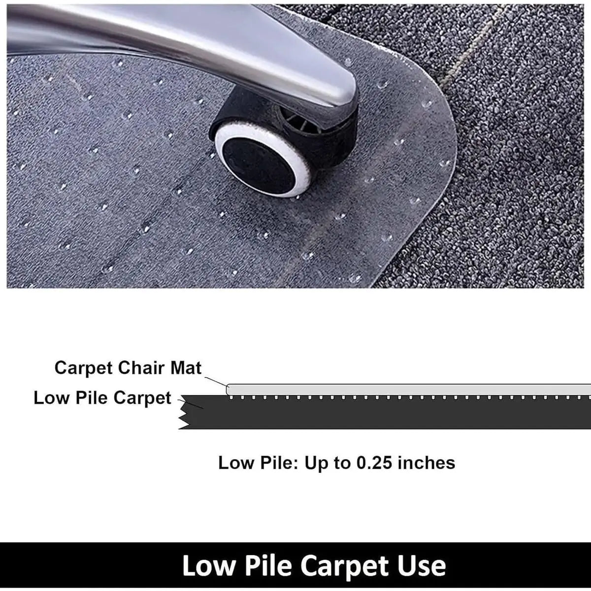 AiBOB clear office chair mat for low pile carpets, flat, non-curling, BPA-free floor protector with lip, 36x48 inches.